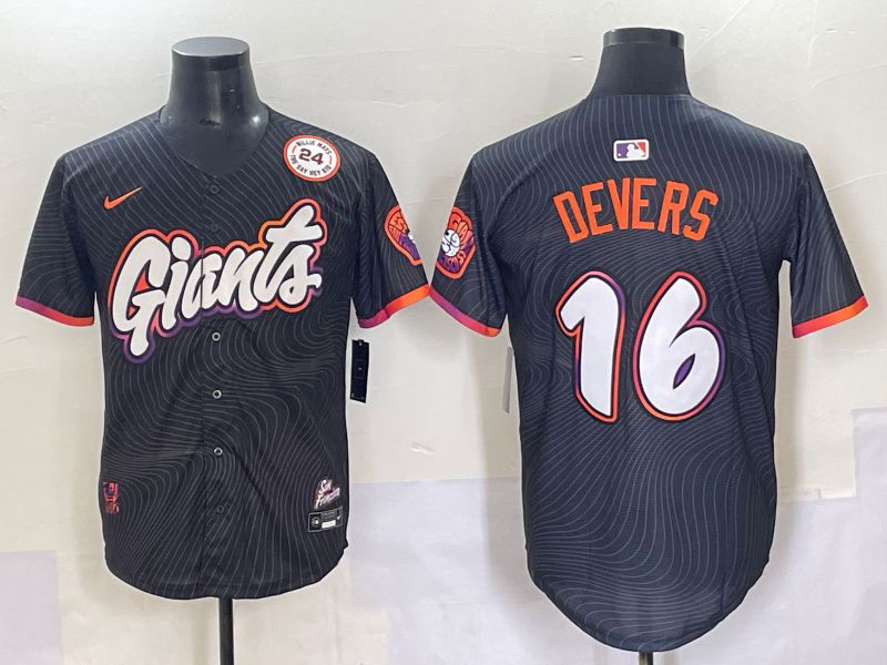 Men 2025 San Francisco Giants #16 Devers Black Joint Name Nike MLB Jersey style 9->san francisco giants->MLB Jersey